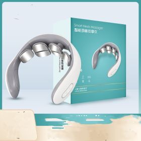 Portable Smart Neck Massager Vibration Hot Compress (Option: H66 White-Rechargeable)