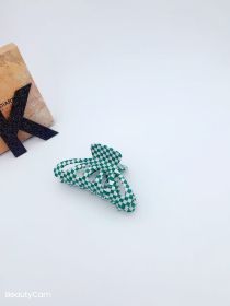 9CM Plaid Barrettes Girly Temperamental Hollow Grip (Option: Green Brown 9cm)