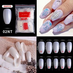 1 Bag 500PCS Artificial Nail Art Tips;  Coffin Long Square Stiletto Nail Fake Tips (Color: 02NT)