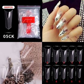 1 Bag 500PCS Artificial Nail Art Tips;  Coffin Long Square Stiletto Nail Fake Tips (Color: 05CK)