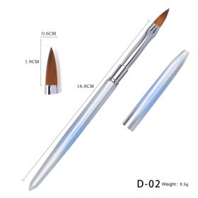 New Metal Pure Mink Hair Nail Crystal Pen Siberian Crystal Carved Brush (Color: D-02)