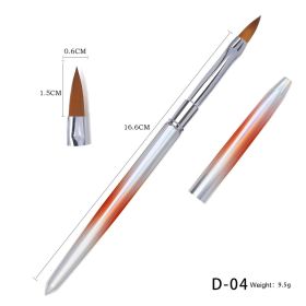 New Metal Pure Mink Hair Nail Crystal Pen Siberian Crystal Carved Brush (Color: D-04)