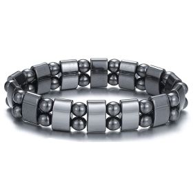 Magnetic Hematite Bracelet, Adjustable Design Magnetic Bracelet Reduce Puffiness Help Calm Down Blood Circulation Better Sleep, Fit For Most People (Color: Black)