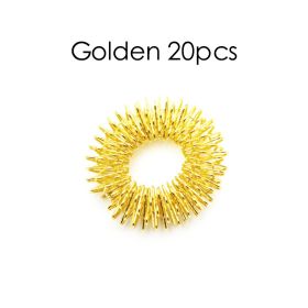 20pcs Spiky Sensory Finger Massage Ring Relax Finger Massager Decompression Multicolor Relieve Stress Spring Massage Rings (Color: Golden 20pcs)