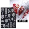 1 piece New nail stickers ins stereo 5D embossed Christmas snowflake French adhesive nail stickers