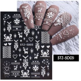 1 piece New nail stickers ins stereo 5D embossed Christmas snowflake French adhesive nail stickers (design: STZ-5D05)