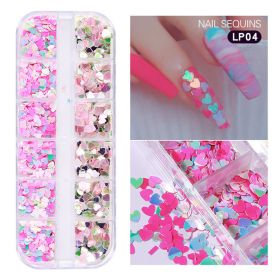 1Box Nail Art Decoration Love Designe Nail Sequins Symphony Laser Sparkle Small Red Heart Nails Ultra-thin Peach Heart Patch Jewelry (design: LP04)