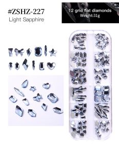 1Box High Quality 3D Flat Back Luminous AB Crystal Stone Mixed Size Charm Nail Art Rhinestone Design (Color: #ZSHZ-227)