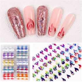 1 Box Nail flame sticker decoration waterproof 2021 new ins wind color lasting nail polish glue decorative sticker sheet (design: 1)