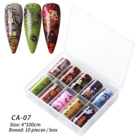 1 Box Nail Art Christmas Halloween Transfer Paper 10 Grid Set Colorful Laser Stickers Nail Art Transfer Paper Nail Decals (design: CA-7)