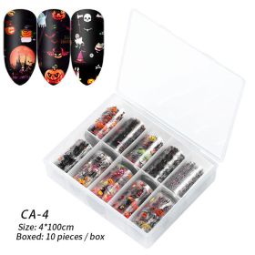 1 Box Nail Art Christmas Halloween Transfer Paper 10 Grid Set Colorful Laser Stickers Nail Art Transfer Paper Nail Decals (design: CA-4)