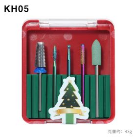 1Box Christmas Package Nail Drill Bits Set Nail Polishing Head Nail Carbide Bit for Christmas (design: KHO5)