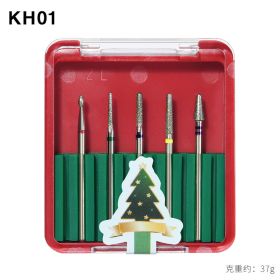 1Box Christmas Package Nail Drill Bits Set Nail Polishing Head Nail Carbide Bit for Christmas (design: KHO1)