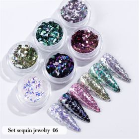 6PCS/Set Nail Beauty Chrome Glitter Kit;  Nail Sequin Nail Art Mirror Powder Decoration (design: 6)