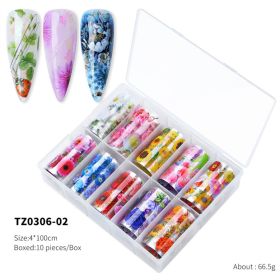 1Box Spot The Whole Network New Product 2022 New Nail Art Transfer Paper Flower Laser Butterfly Character Punk Star Transfer Paper Nail Stickers (design: TZ0306-02)