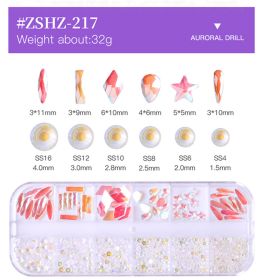 1 Box Different Shape Nail Stones 3D DIY Nail Art Crystal  Diamond Decoration Rhinestone (Color: #ZSHZ-217)