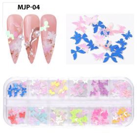 1 box of popular Christmas and Halloween three-dimensional nail art sticker ornaments;  flower and butterfly design nail art ornaments (Color: Butterfly style)