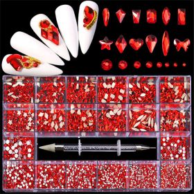 21 Grids a Box; Hot Sale 21 Grid Boxed Nail Diamond Flat Glass Shaped Diamond DIY Nail Rhinestone Nail Art Jewelry Set (design: 7)